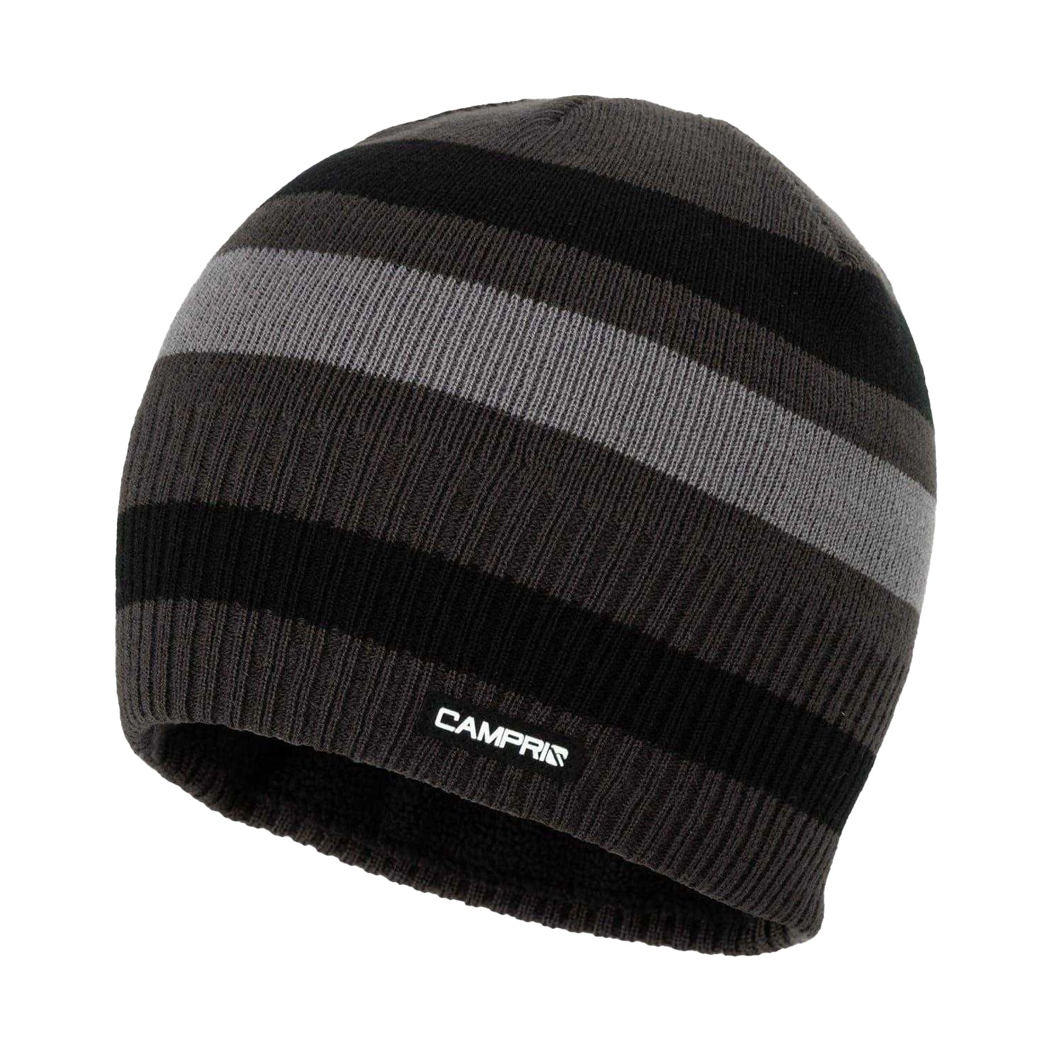 Black-Asphalt - Back - Campri Mens Striped Beanie