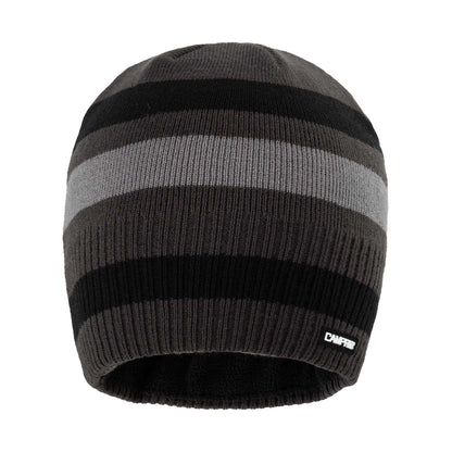 Black-Asphalt - Front - Campri Mens Striped Beanie