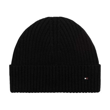 Black - Front - Tommy Hilfiger Mens Cable Knit Wool Blend Beanie
