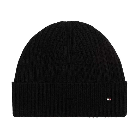 Black - Front - Tommy Hilfiger Mens Cable Knit Wool Blend Beanie