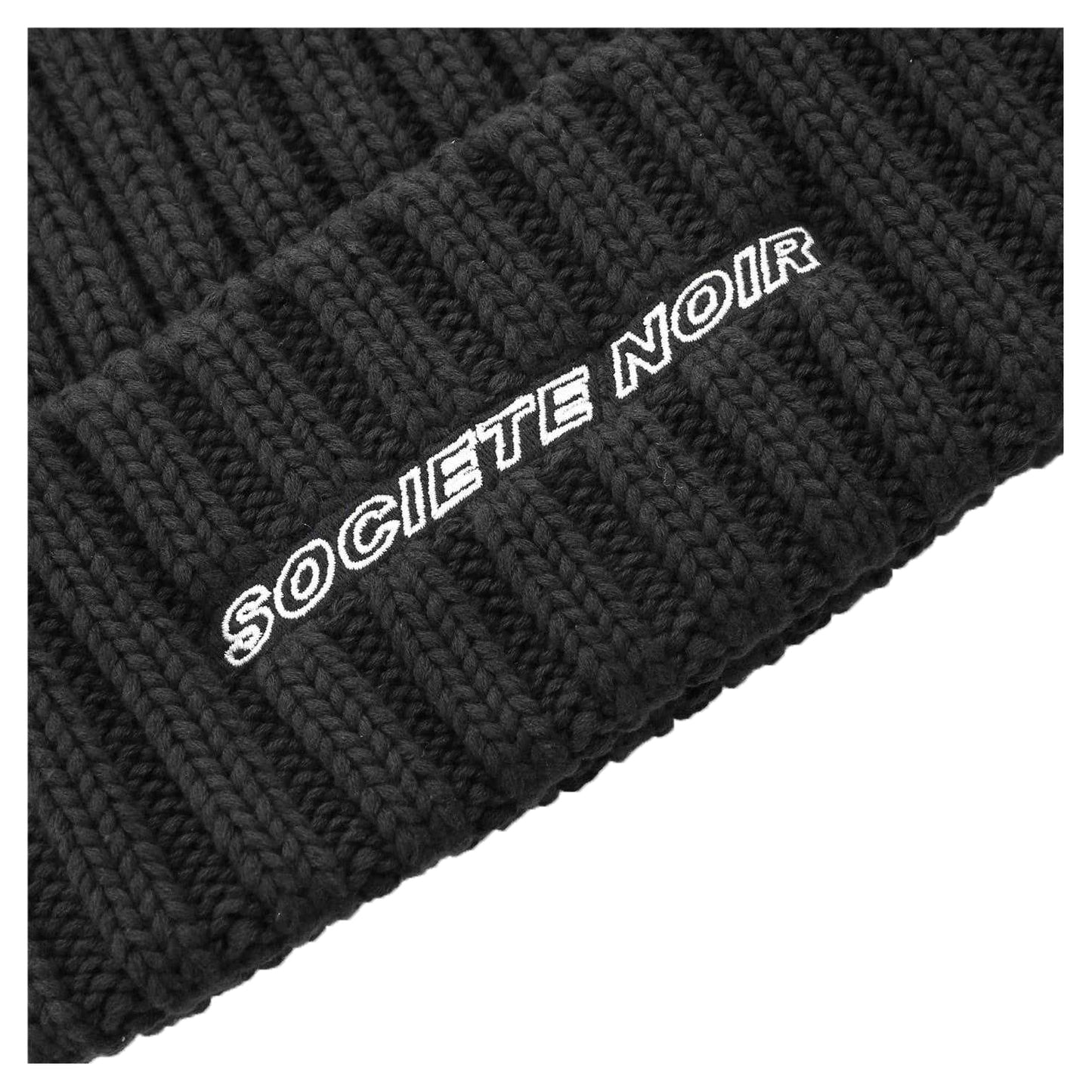 Black - Side - Societe Noir Unisex Adult Ribbed Casual Beanie