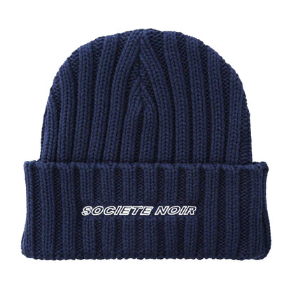 Navy - Front - Societe Noir Unisex Adult Ribbed Casual Beanie