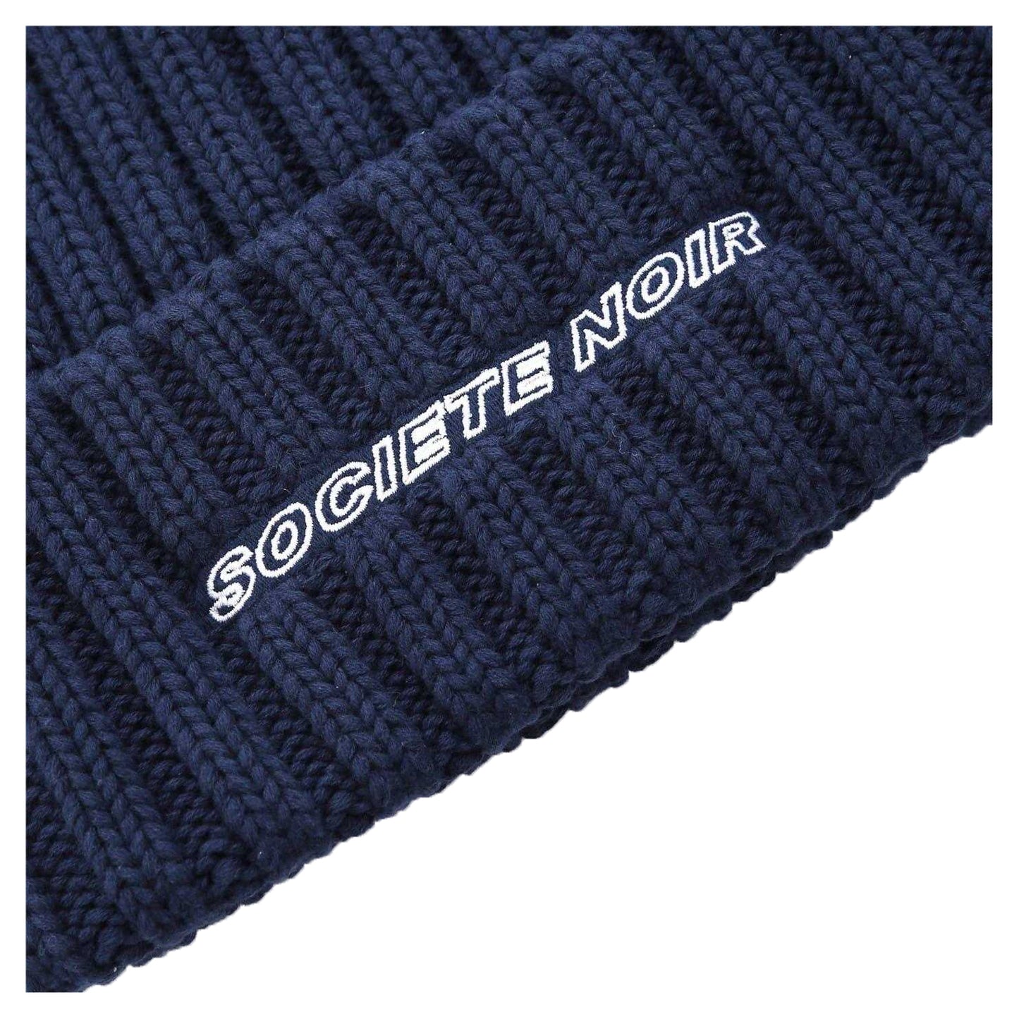 Navy - Side - Societe Noir Unisex Adult Ribbed Casual Beanie