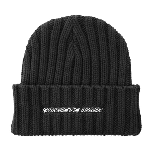 Black - Front - Societe Noir Unisex Adult Ribbed Casual Beanie