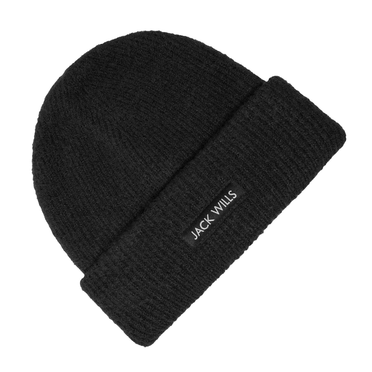 Black - Back - Jack Wills Ribbed Casual Beanie