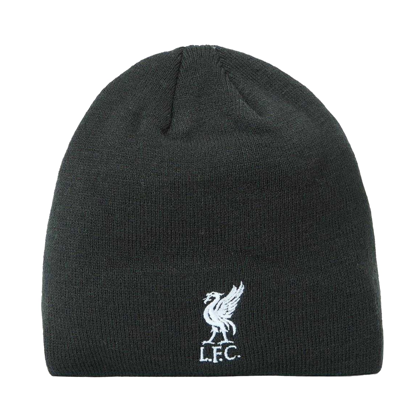 Black-White - Front - Liverpool FC Unisex Adult Team Ribbed Beanie
