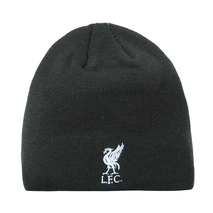 Black-White - Front - Liverpool FC Unisex Adult Team Ribbed Beanie