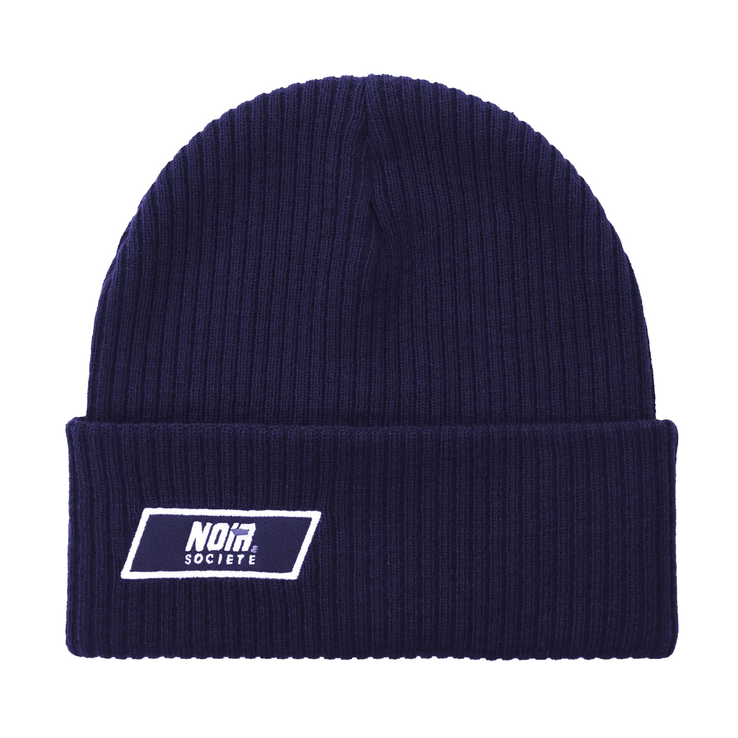 Navy-White - Front - Societe Noir Unisex Adult Ribbed Winter Beanie