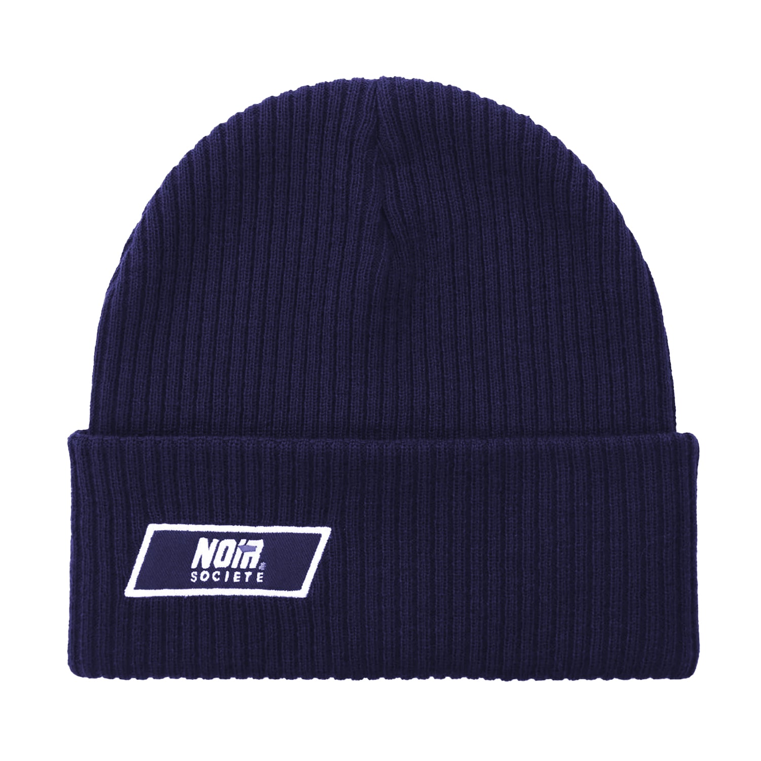 Navy-White - Front - Societe Noir Unisex Adult Ribbed Winter Beanie
