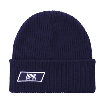 Navy-White - Front - Societe Noir Unisex Adult Ribbed Winter Beanie