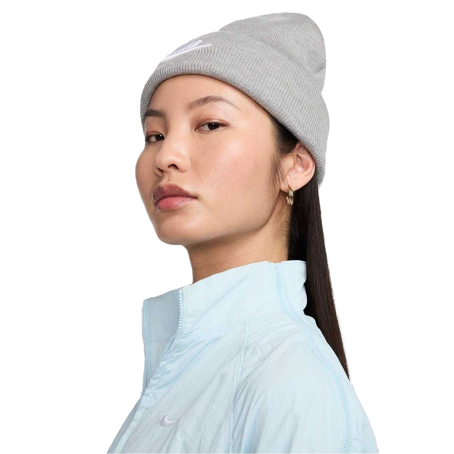 Grey-White - Side - Nike Unisex Adult NSW Beanie