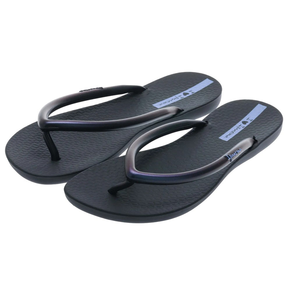 Black - Pack Shot - Ipanema Womens-Ladies Wave Bubble Flip Flops