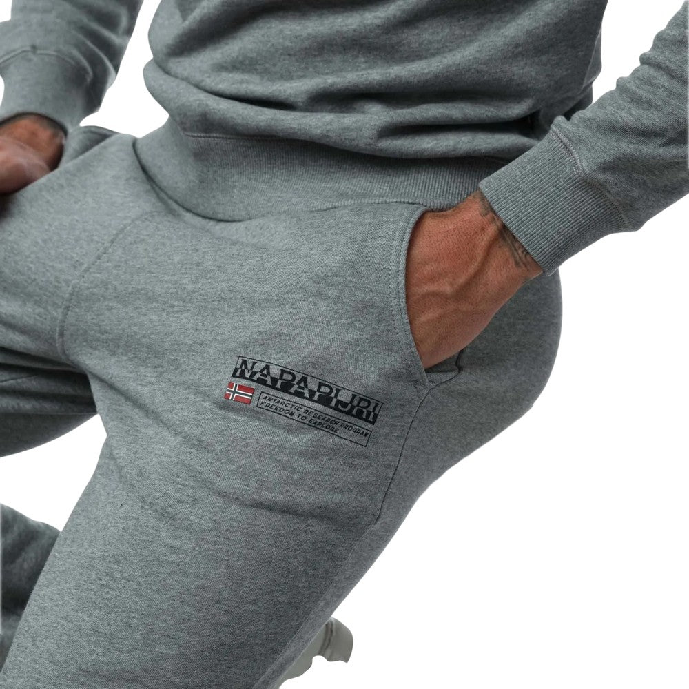 Grey Marl - Side - Napapijri Mens Kasba Logo Jogging Bottoms
