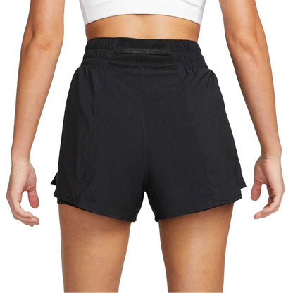 Black - Back - Nike Womens-Ladies Pro 2 in 1 Running Shorts