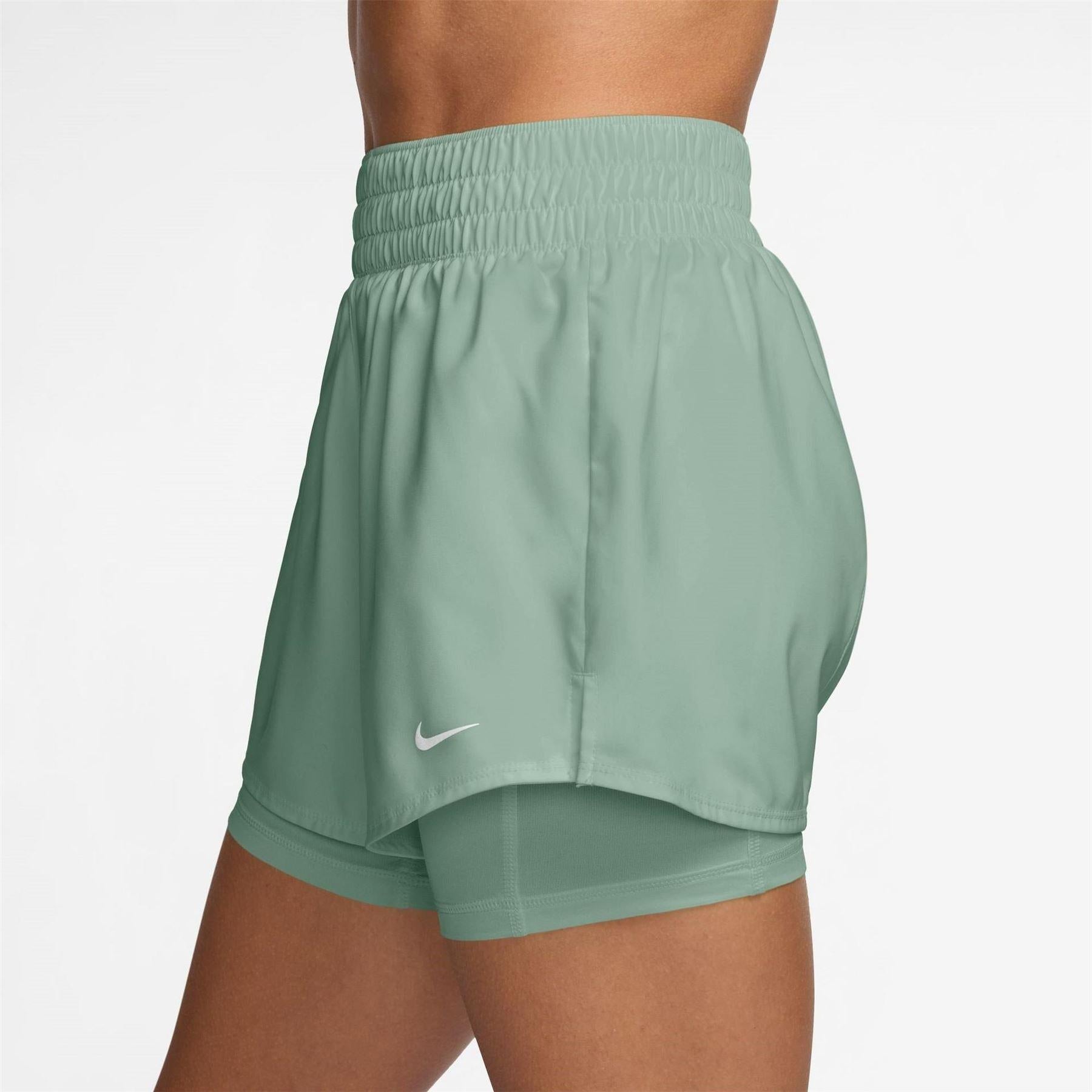 Light Green - Side - Nike Womens-Ladies Pro 2 in 1 Running Shorts