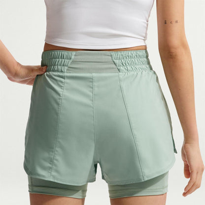 Light Green - Pack Shot - Nike Womens-Ladies Pro 2 in 1 Running Shorts