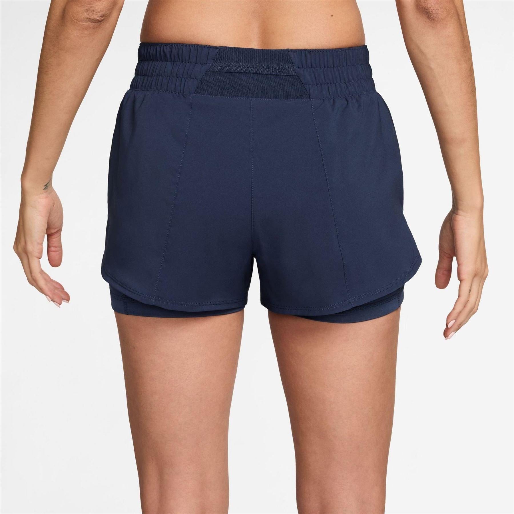 Midnight Navy - Front - Nike Womens-Ladies Pro 2 in 1 Running Shorts