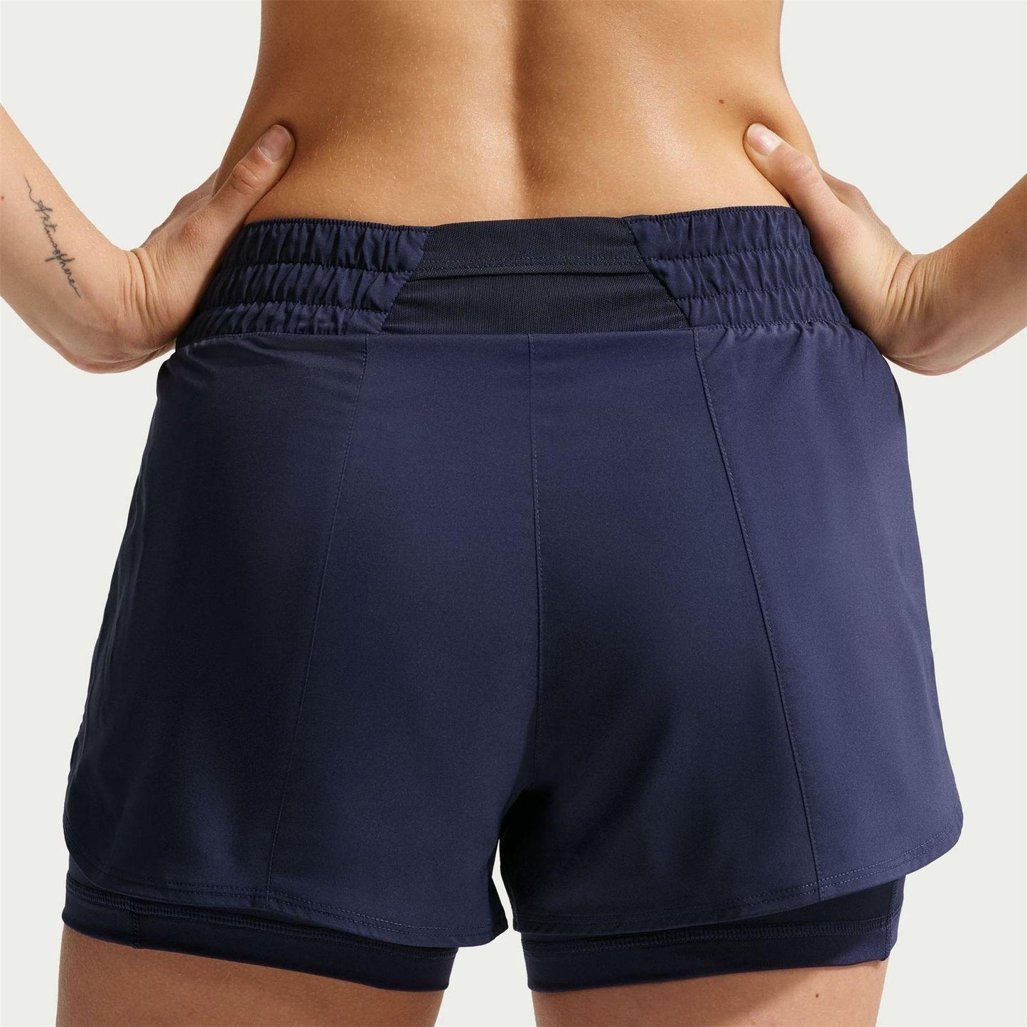 Midnight Navy - Back - Nike Womens-Ladies Pro 2 in 1 Running Shorts