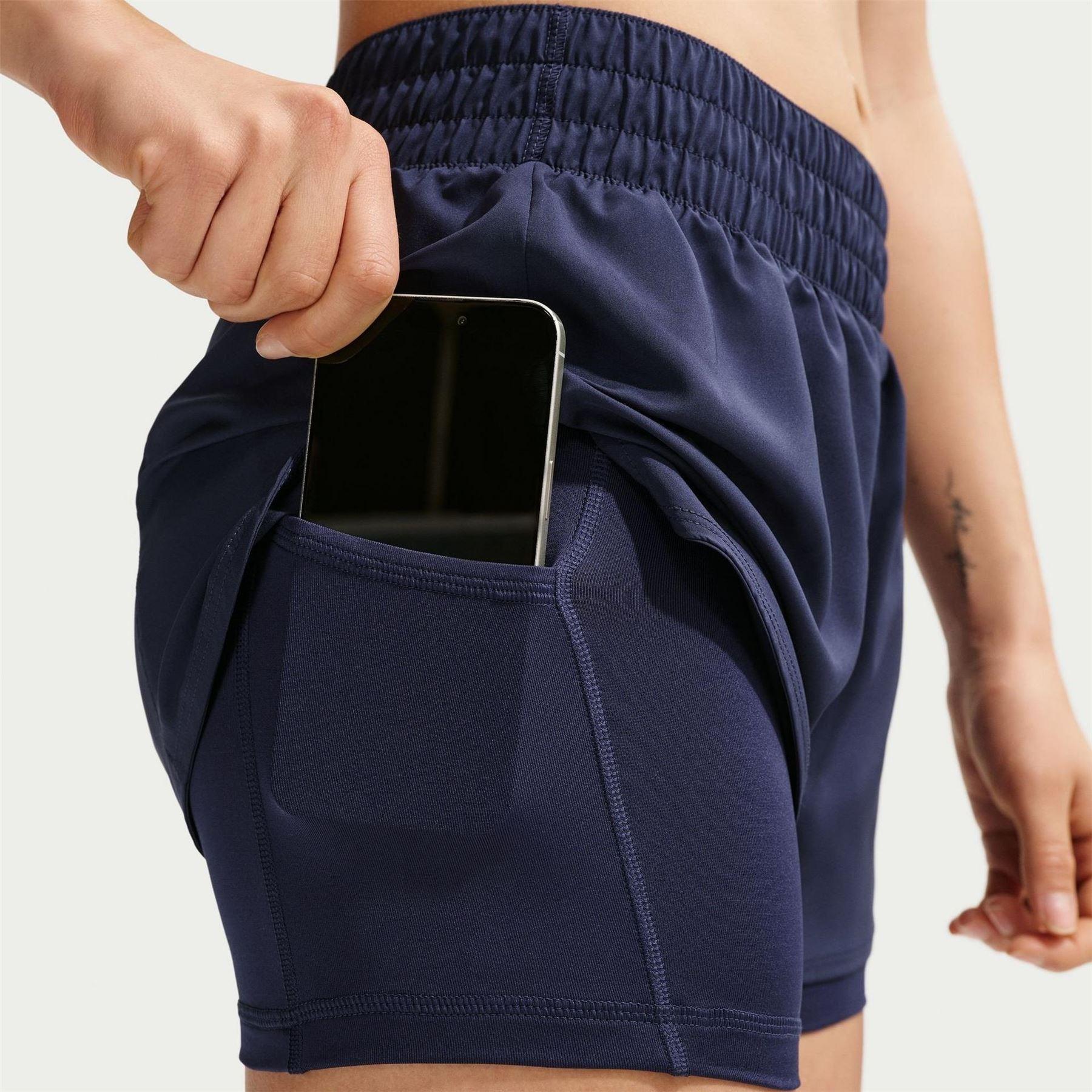 Midnight Navy - Pack Shot - Nike Womens-Ladies Pro 2 in 1 Running Shorts