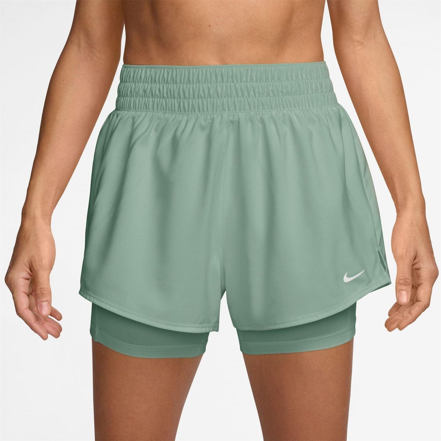 Light Green - Front - Nike Womens-Ladies Pro 2 in 1 Running Shorts
