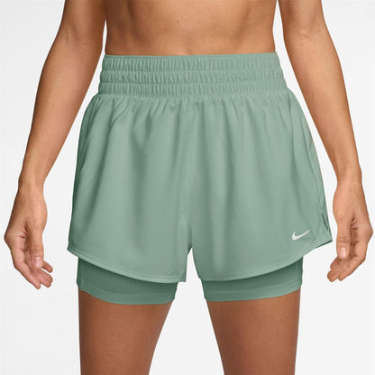 Light Green - Front - Nike Womens-Ladies Pro 2 in 1 Running Shorts