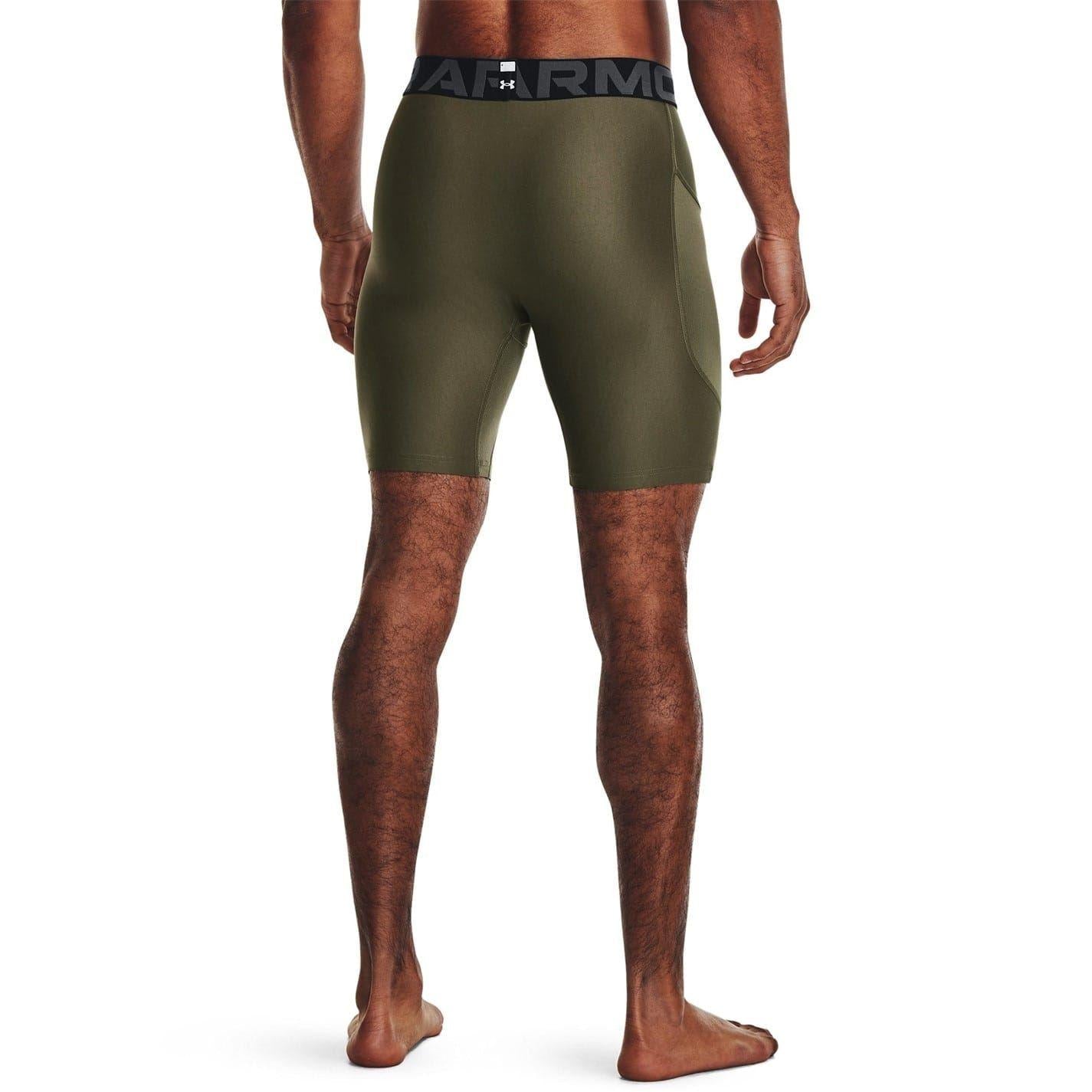 Marine OD Green - Side - Under Armour Mens HeatGear Fitted Compression Shorts