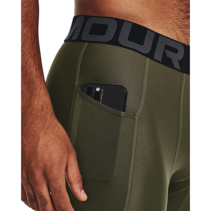 Marine OD Green - Pack Shot - Under Armour Mens HeatGear Fitted Compression Shorts