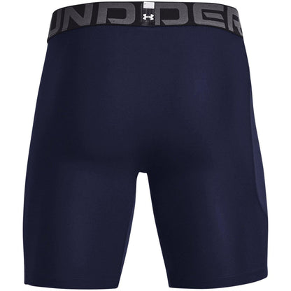 Navy-White - Back - Under Armour Mens HeatGear Fitted Compression Shorts