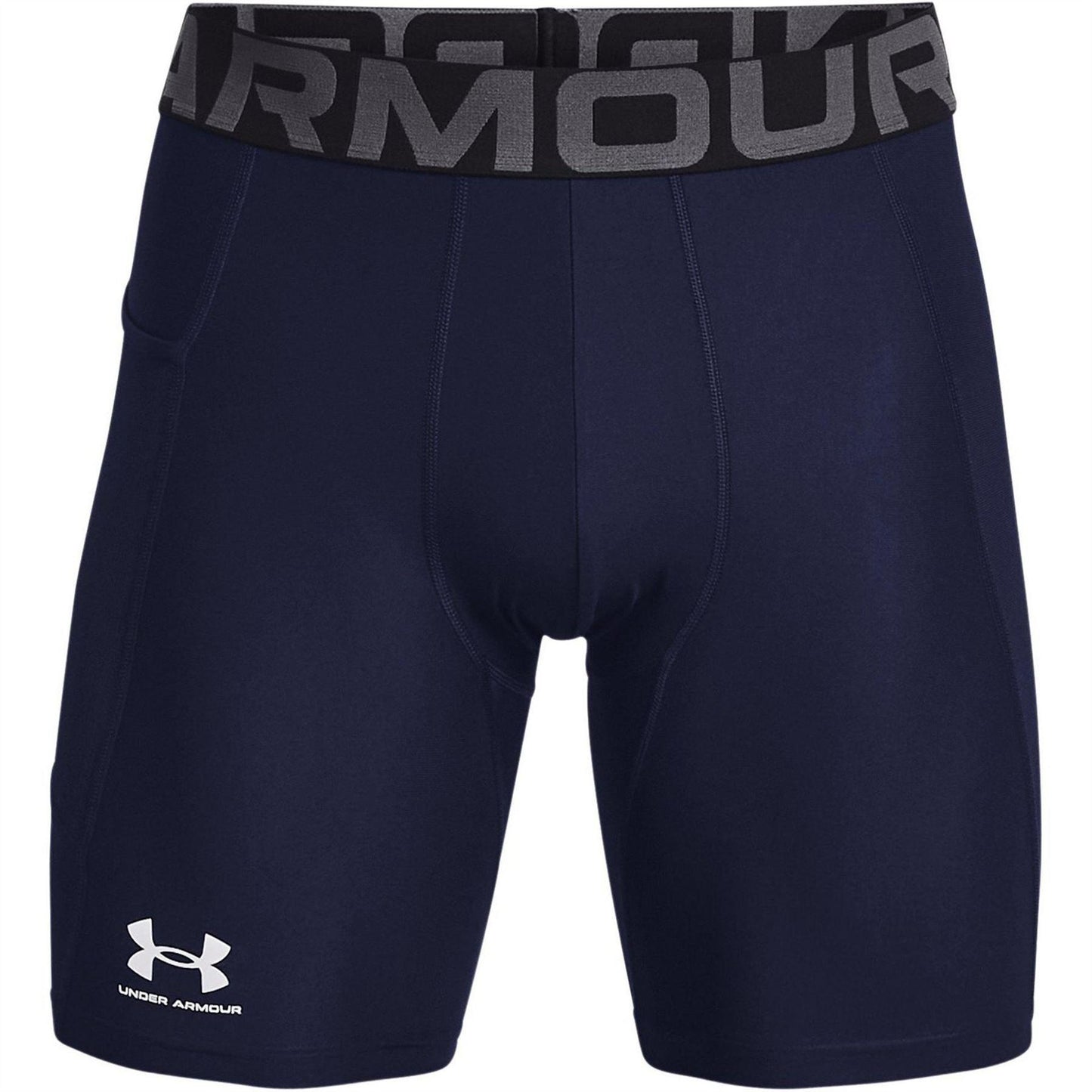 Navy-White - Front - Under Armour Mens HeatGear Fitted Compression Shorts