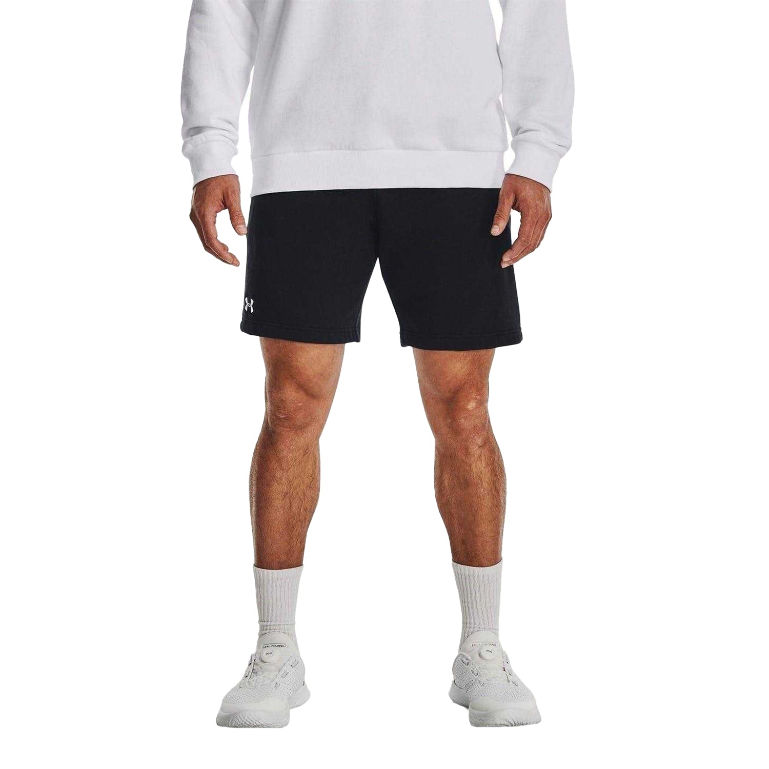 Black - Side - Under Armour Mens Rival Cotton Blend Shorts