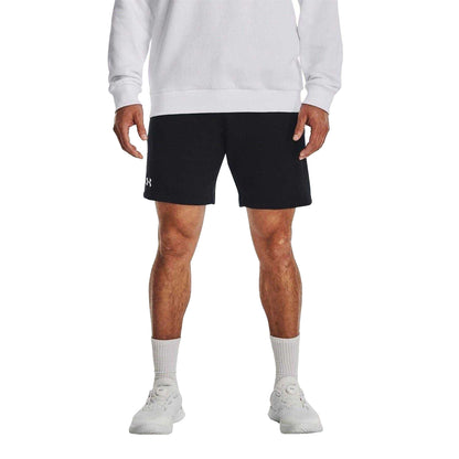Black - Side - Under Armour Mens Rival Cotton Blend Shorts