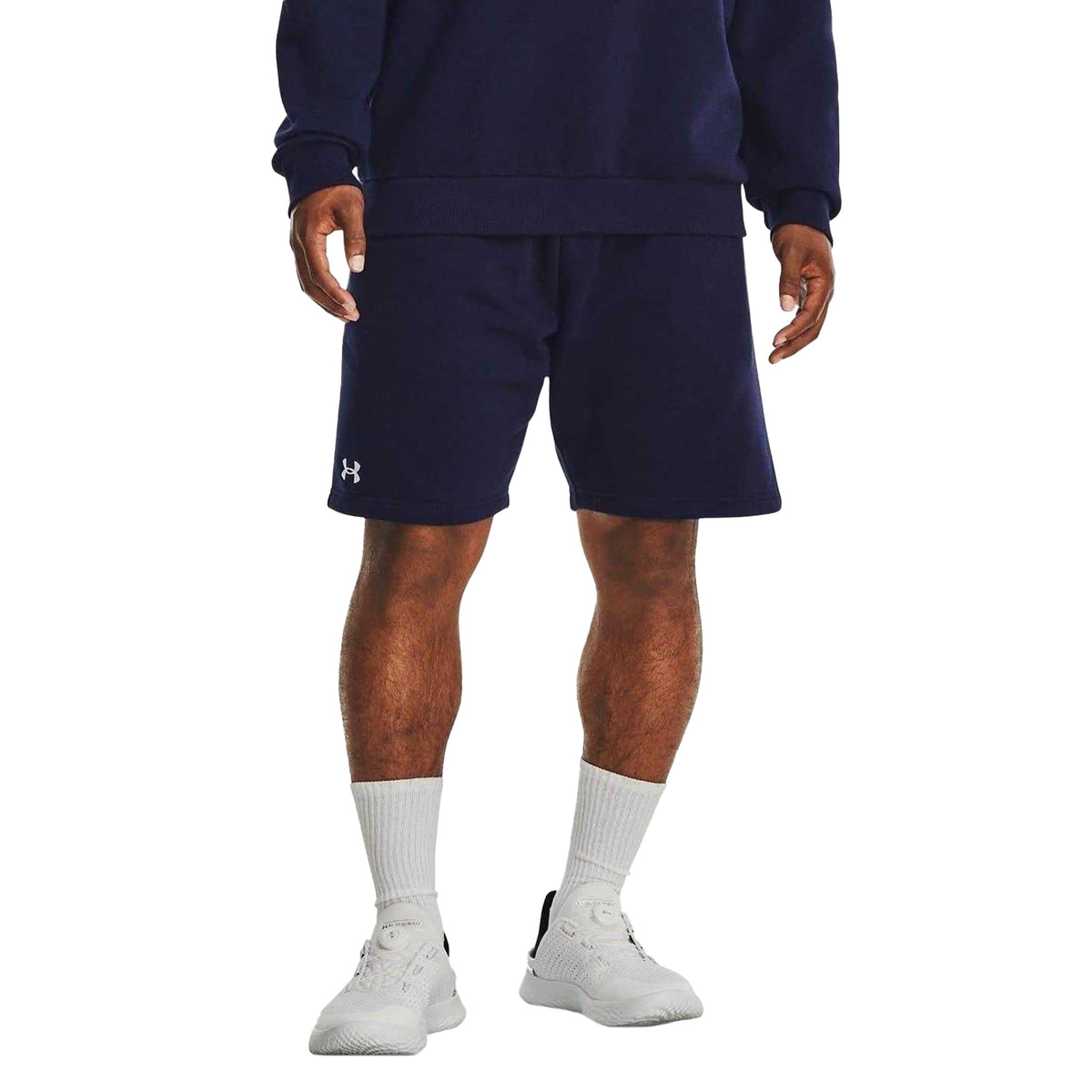 Midnight Navy - Side - Under Armour Mens Rival Cotton Blend Shorts