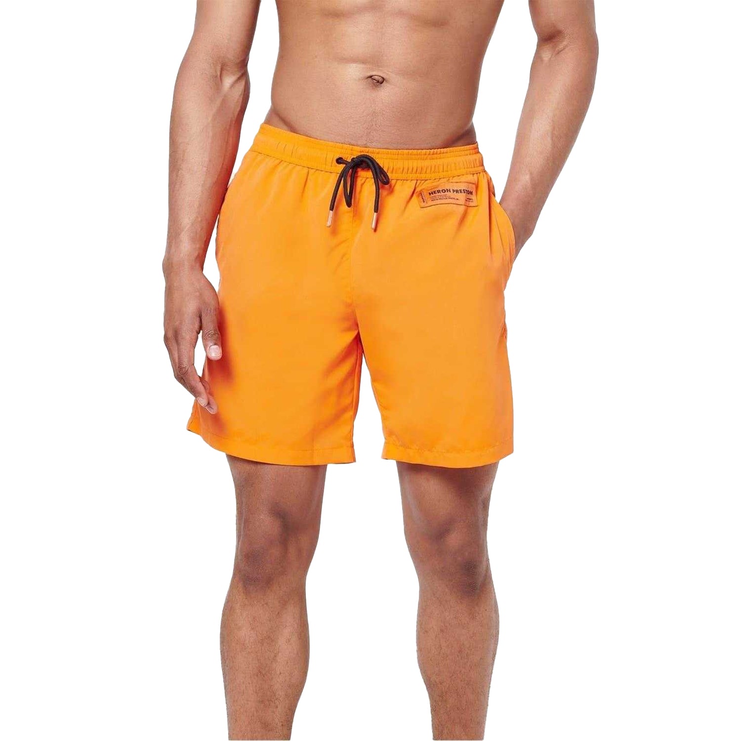Neon Orange - Side - Heron Preston Mens Swim Shorts