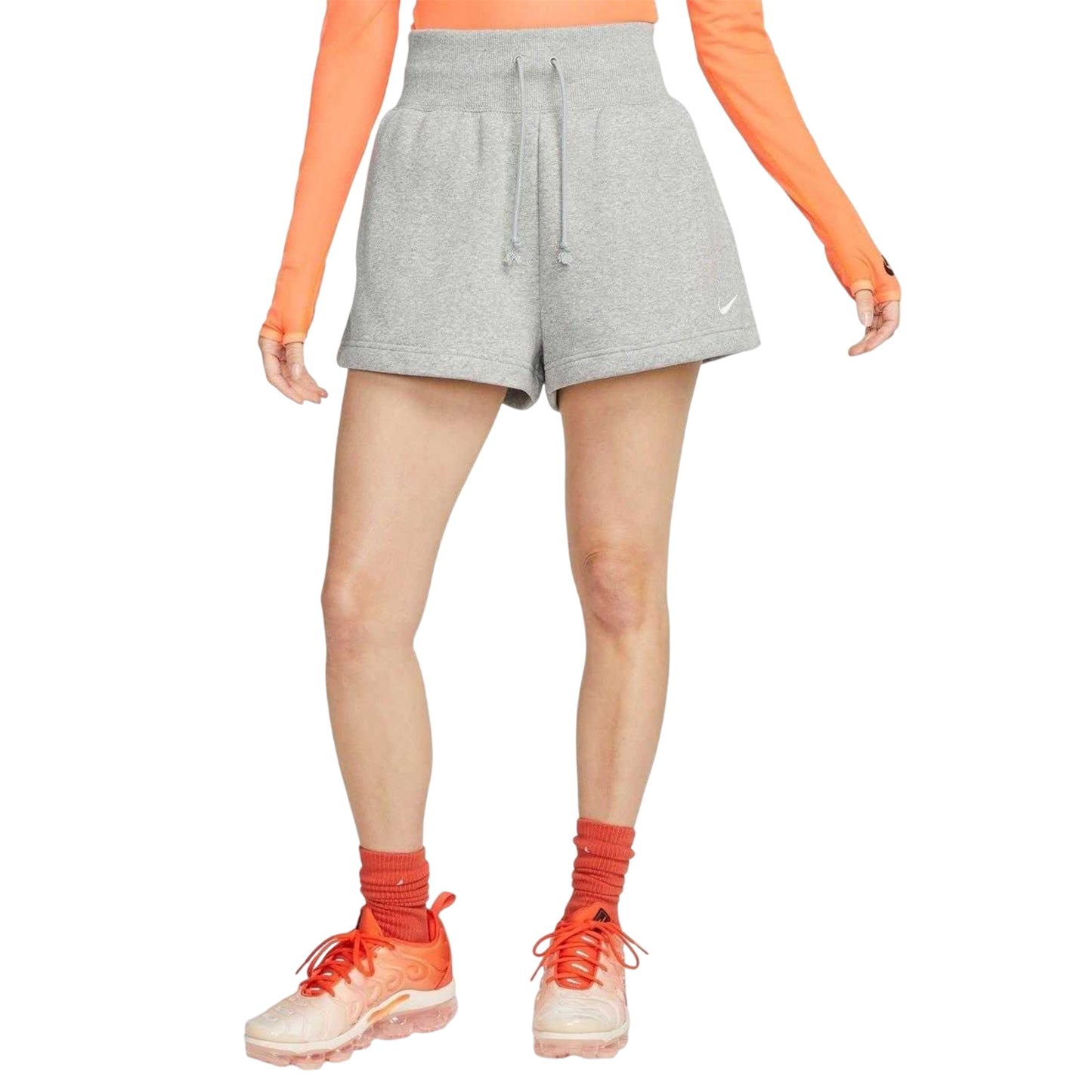 Grey - Side - Nike Womens-Ladies Sportswear Essential Shorts