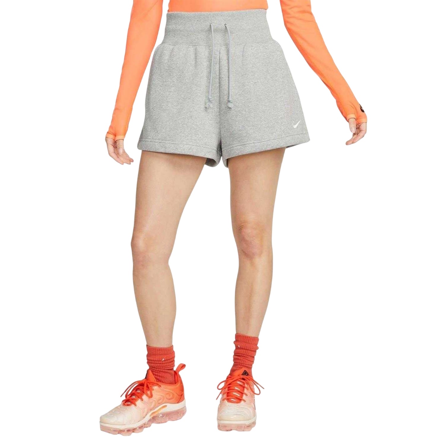 Grey - Side - Nike Womens-Ladies Sportswear Essential Shorts