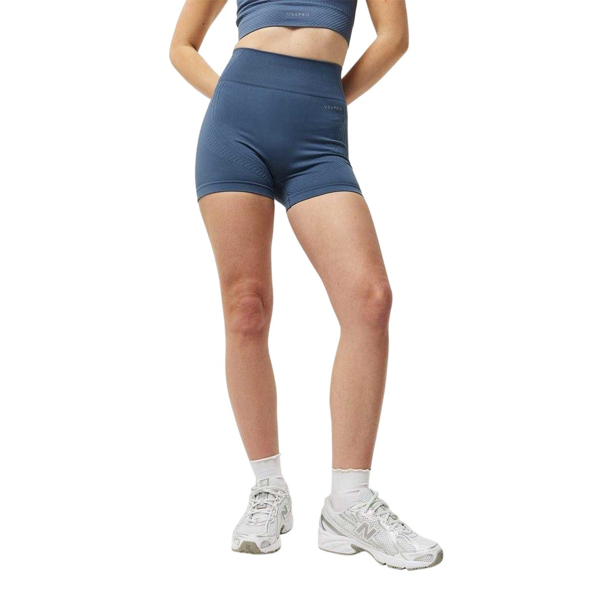 Navy - Side - USA Womens-Ladies Nylon Shorts