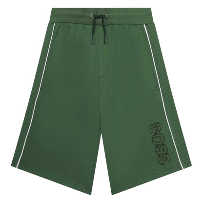 Khaki Green - Front - Boss Childrens-Kids Jersey Shorts