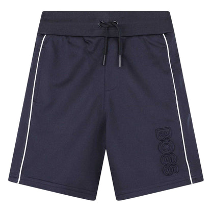 Navy - Front - Boss Childrens-Kids Jersey Shorts