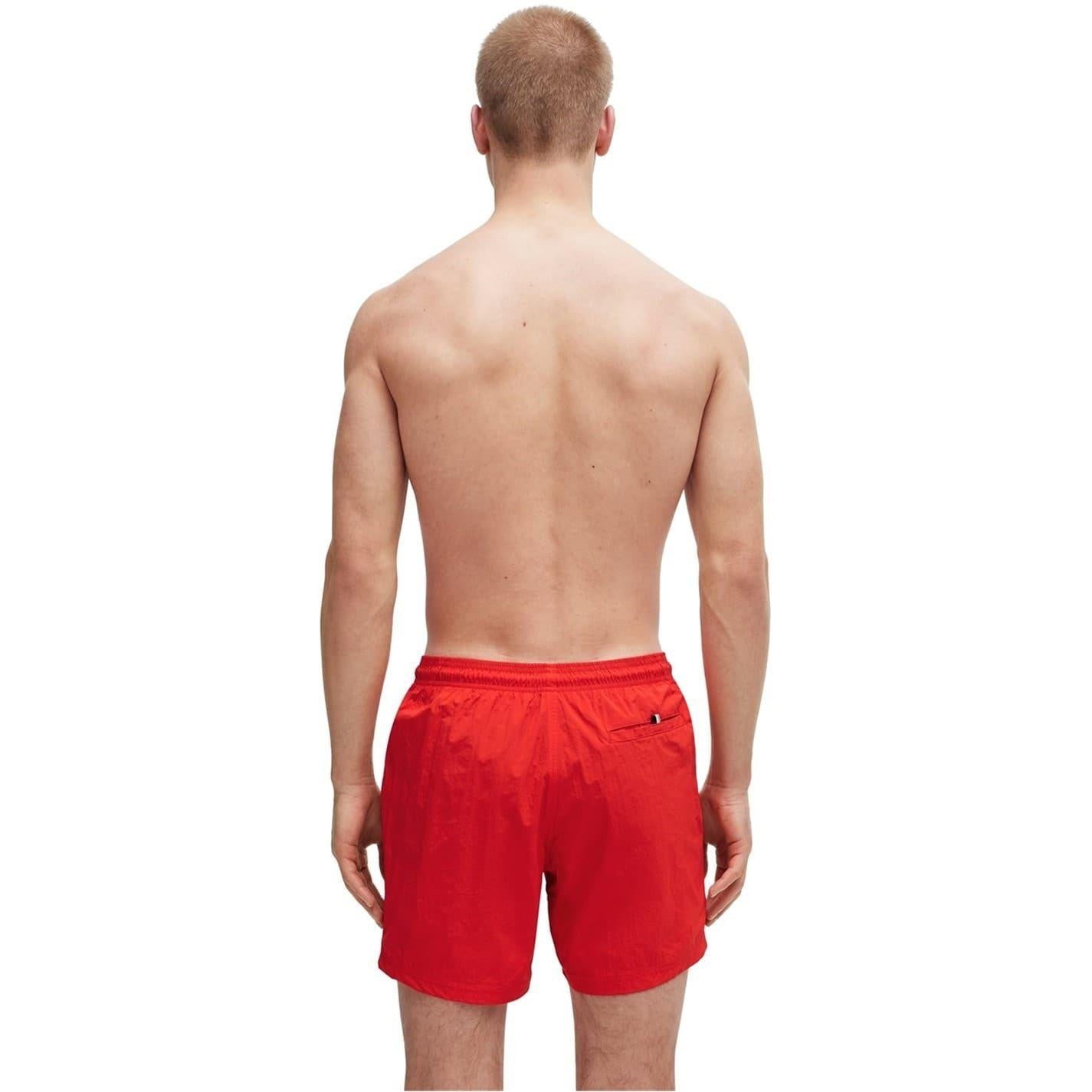Bright Red - Back - Boss Mens Octopus Swim Shorts