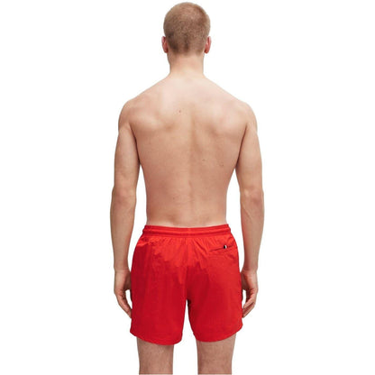 Bright Red - Back - Boss Mens Octopus Swim Shorts