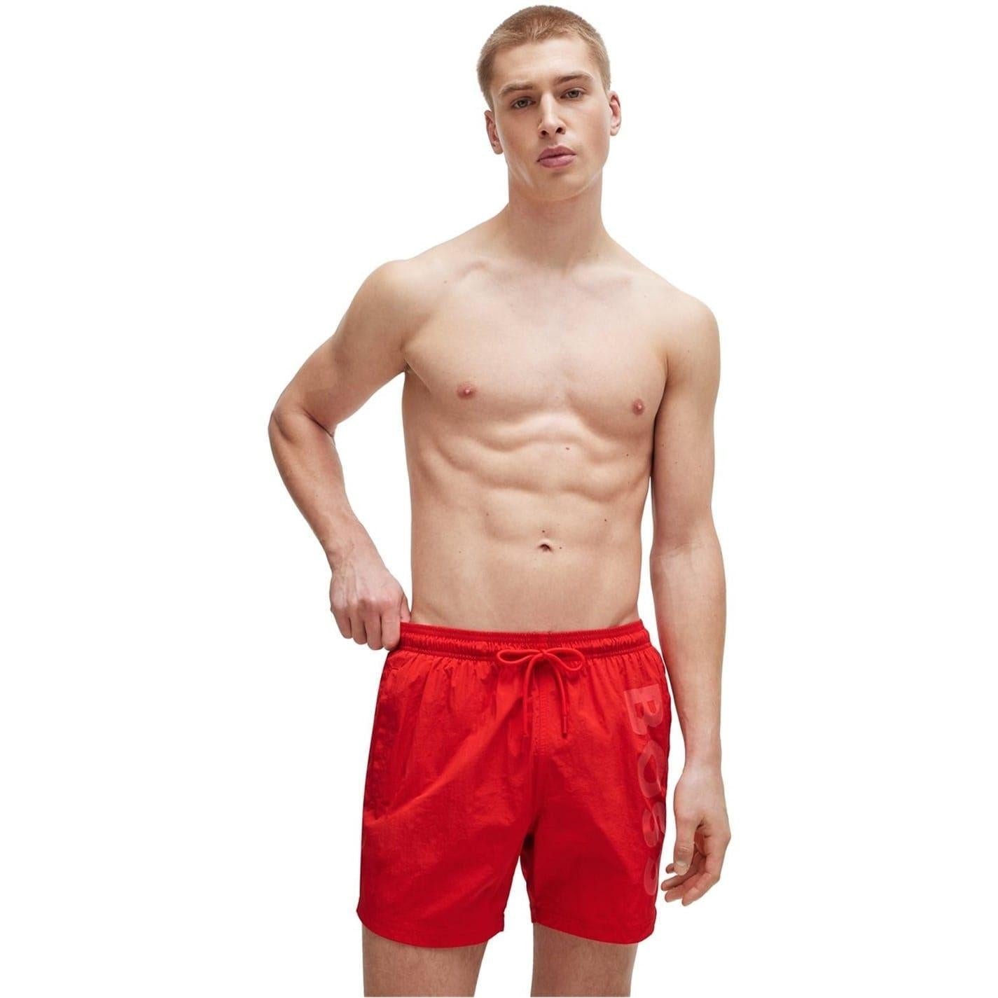 Bright Red - Lifestyle - Boss Mens Octopus Swim Shorts
