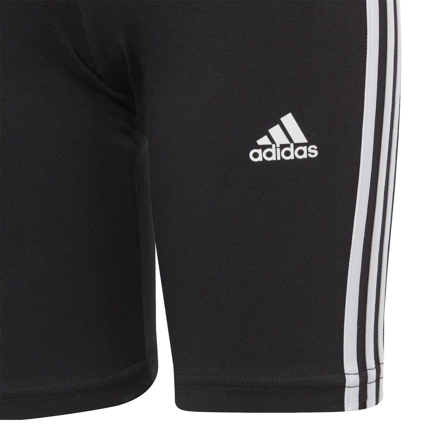 Black-White - Side - Adidas Girls Essential Breathable Biker Shorts