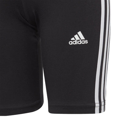 Black-White - Side - Adidas Girls Essential Breathable Biker Shorts