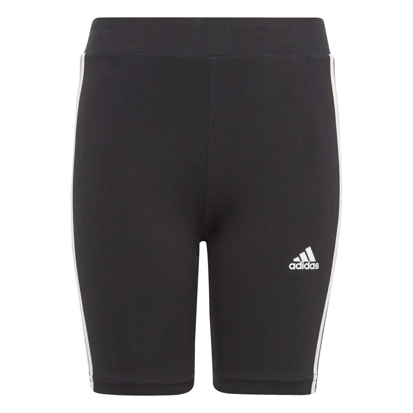 Black-White - Front - Adidas Girls Essential Breathable Biker Shorts