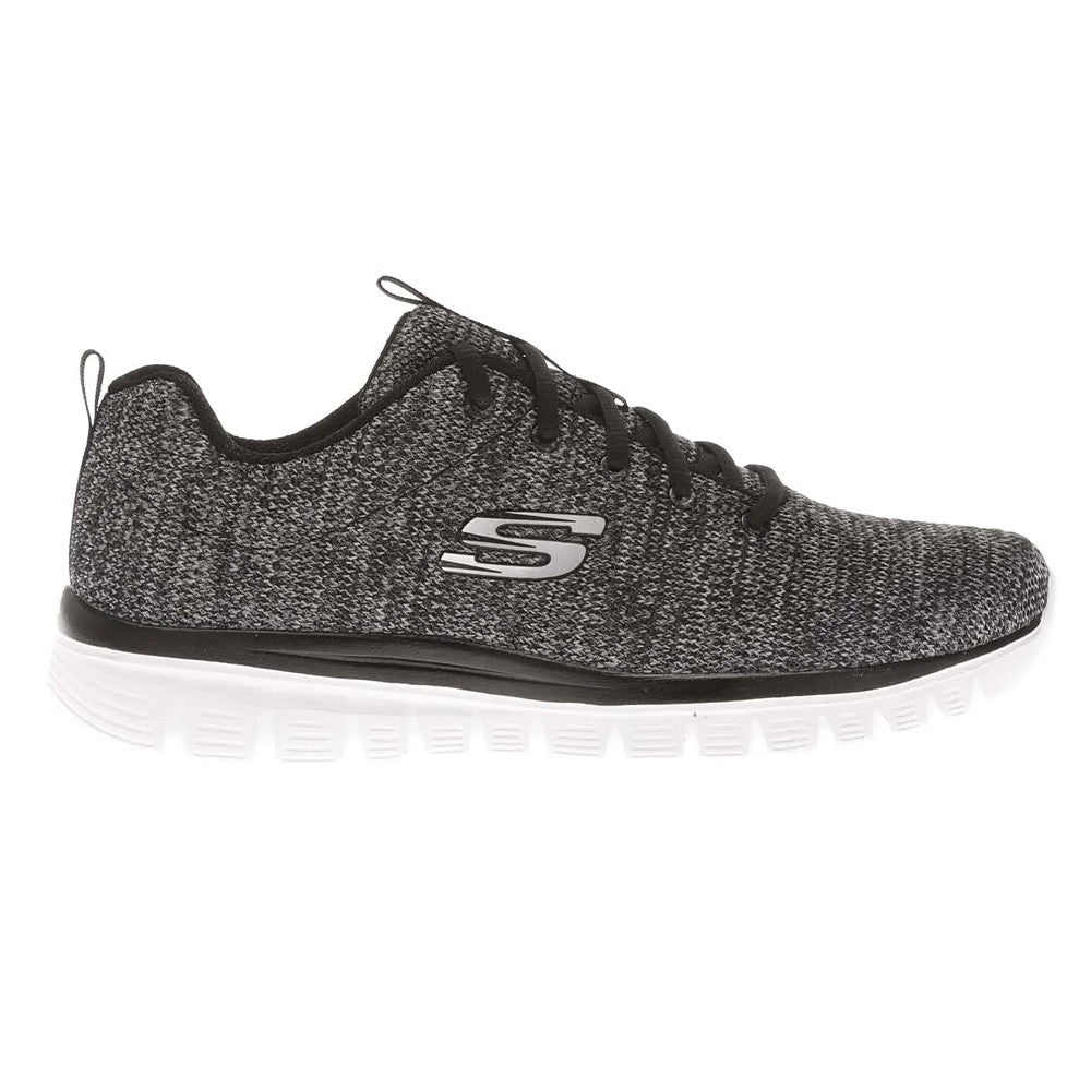 Black-White - Lifestyle - Skechers Womens-Ladies Graceful Twisted Fortune Trainers