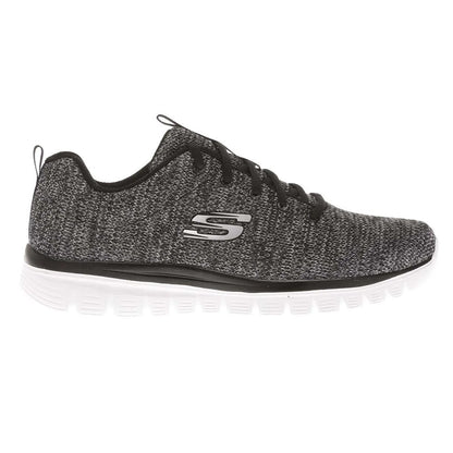 Black-White - Lifestyle - Skechers Womens-Ladies Graceful Twisted Fortune Trainers