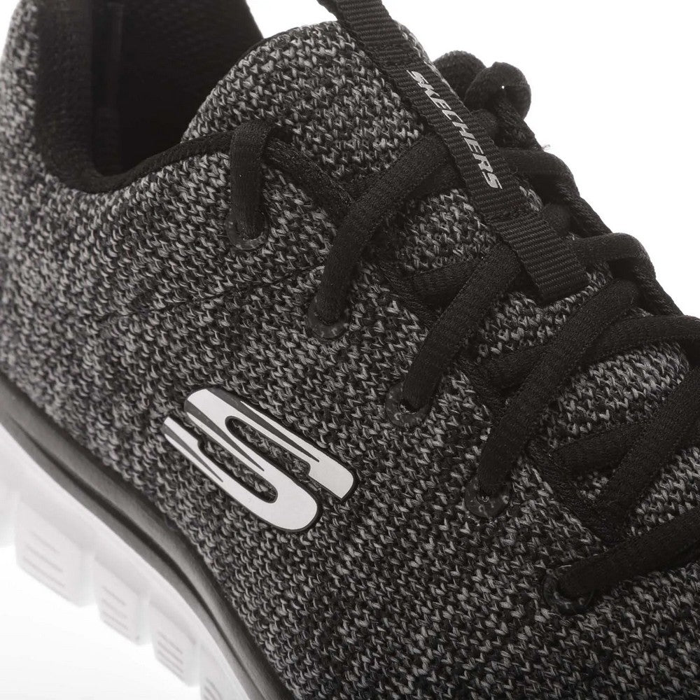 Black-White - Pack Shot - Skechers Womens-Ladies Graceful Twisted Fortune Trainers