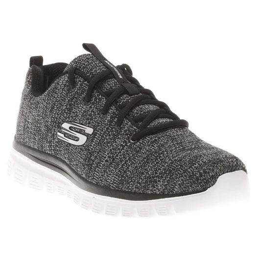 Black-White - Front - Skechers Womens-Ladies Graceful Twisted Fortune Trainers