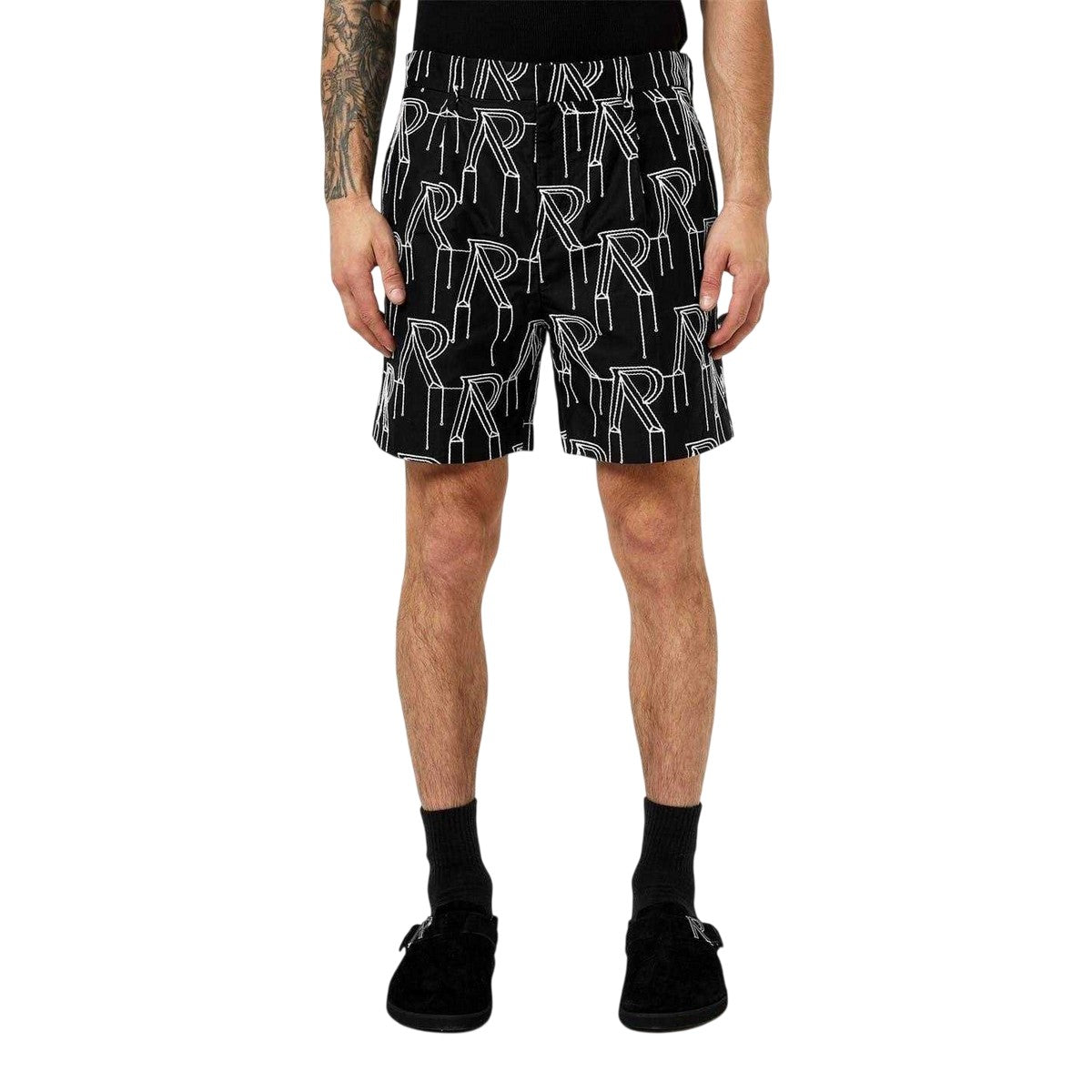 Black - Side - Represent Mens Monogram Tailored Shorts