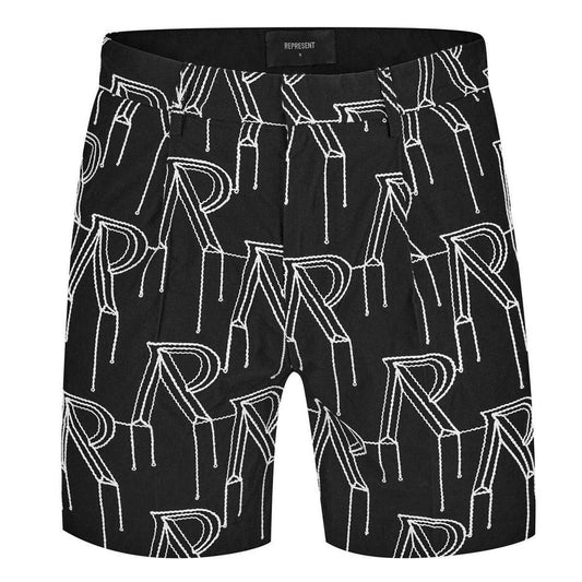 Black - Front - Represent Mens Monogram Tailored Shorts